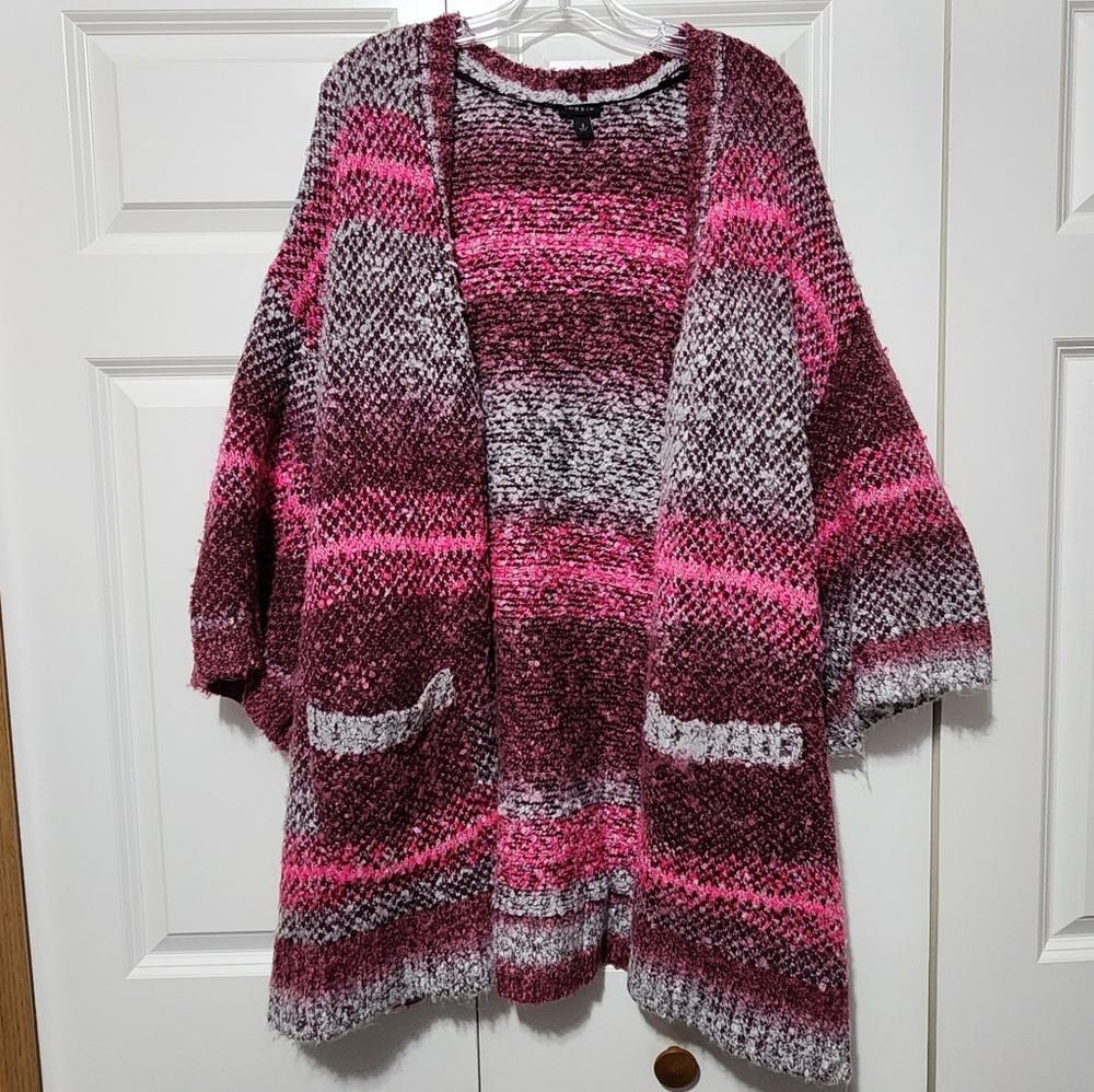 Torrid Pink and Gray Striped Cardigan